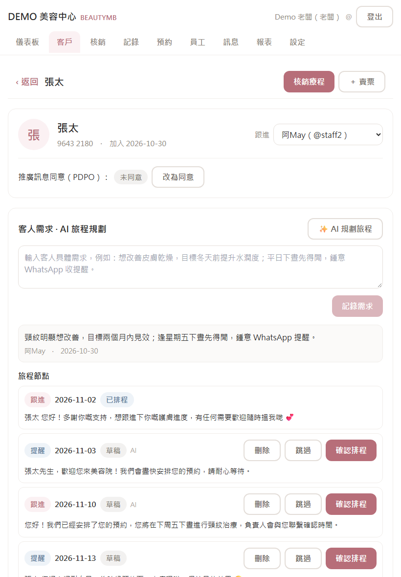 AI 客人旅程規劃節點